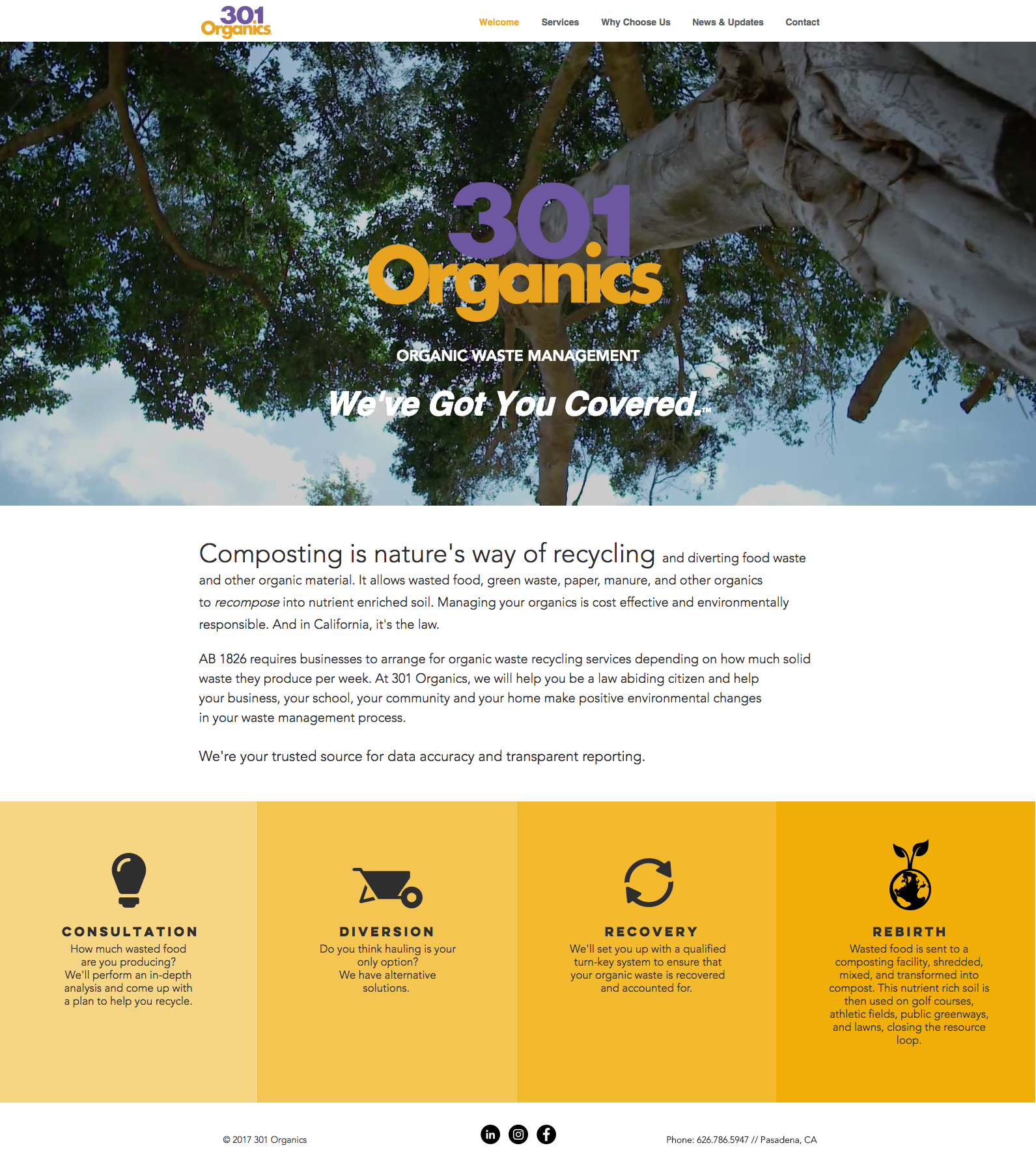 301 Organics Website Screenshot
